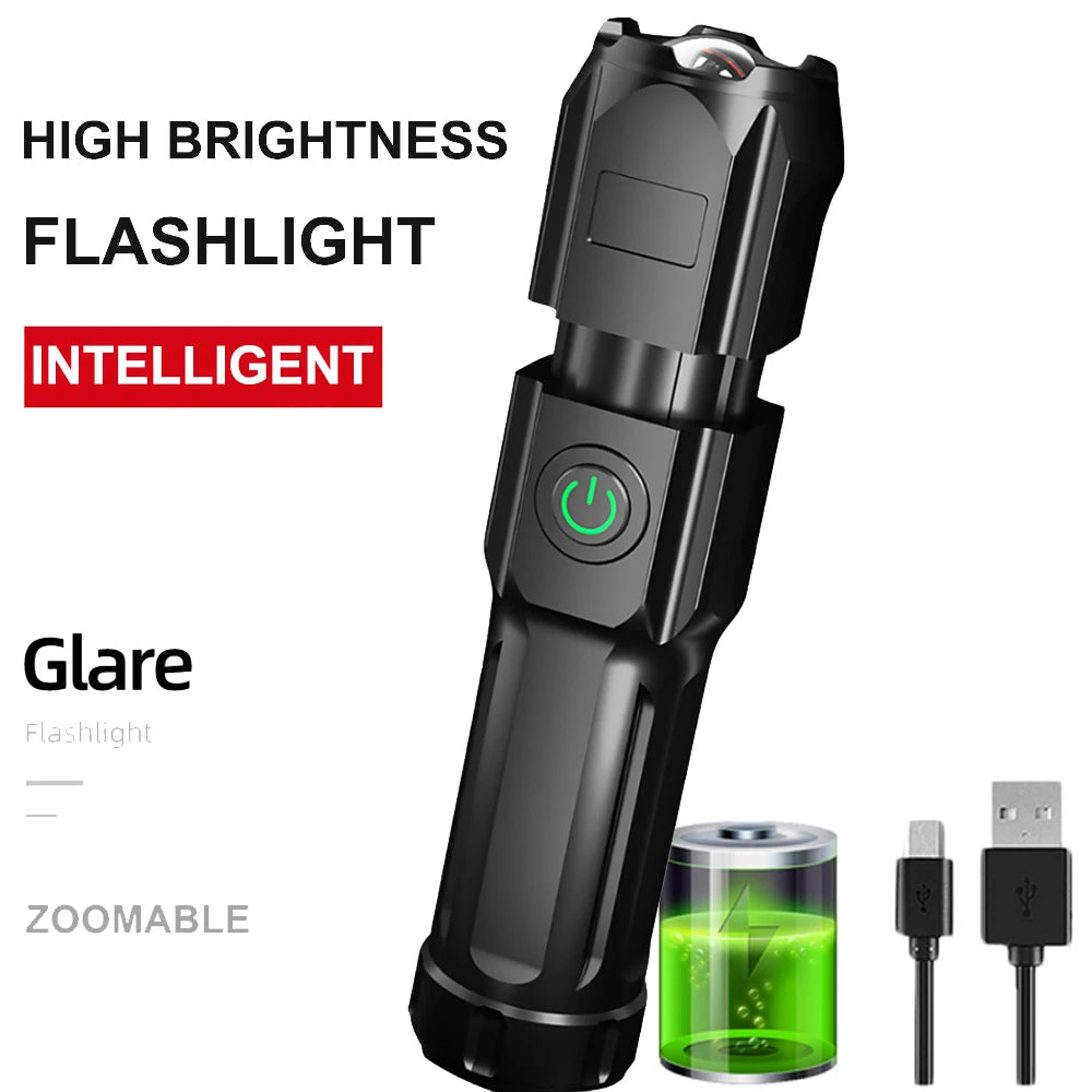 100,000LM Powerful Torch Led Flashlight USB Rechargeable