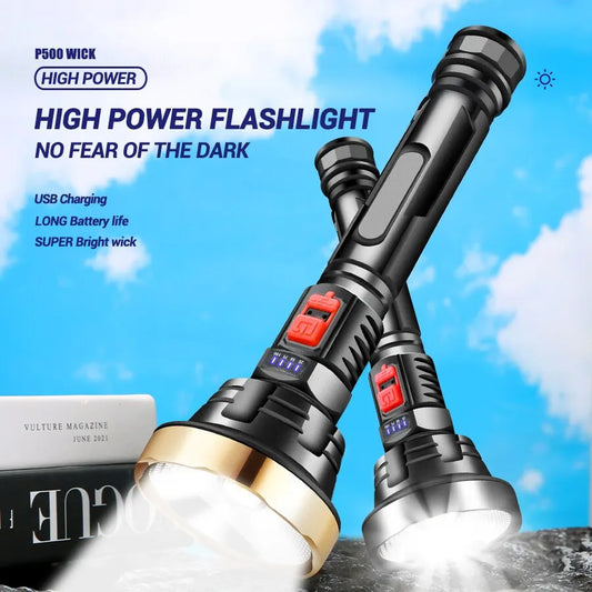 Tactical Flashlight With Built In Camping Lantern, USB Rechargeable