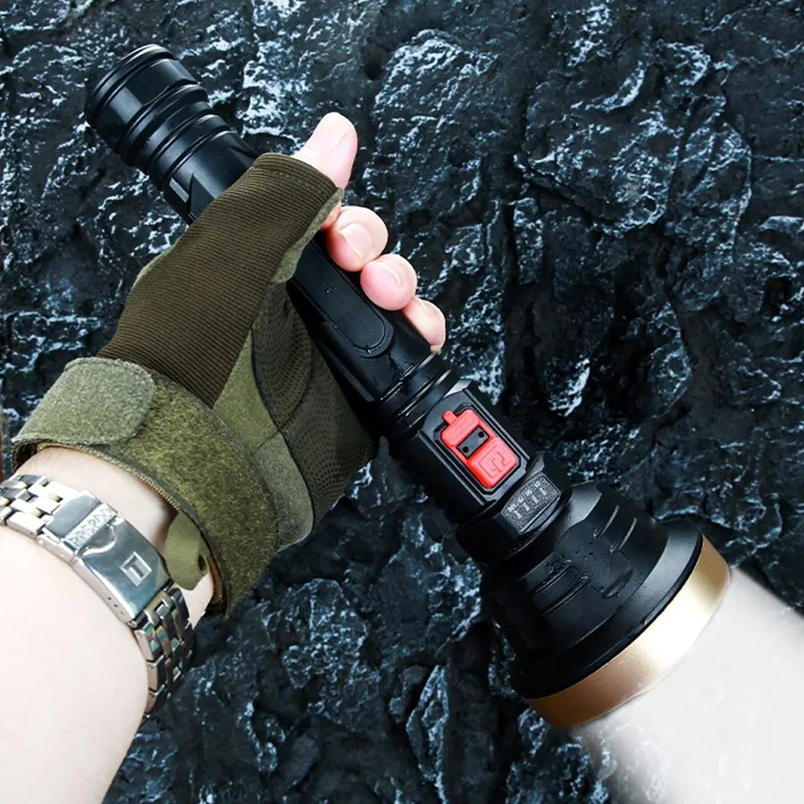 Tactical Flashlight With Built In Camping Lantern, USB Rechargeable