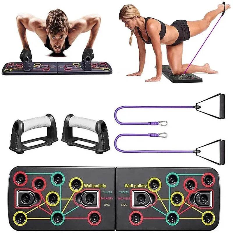 Push Up Stands Rack Board With Latex Resistance Bands