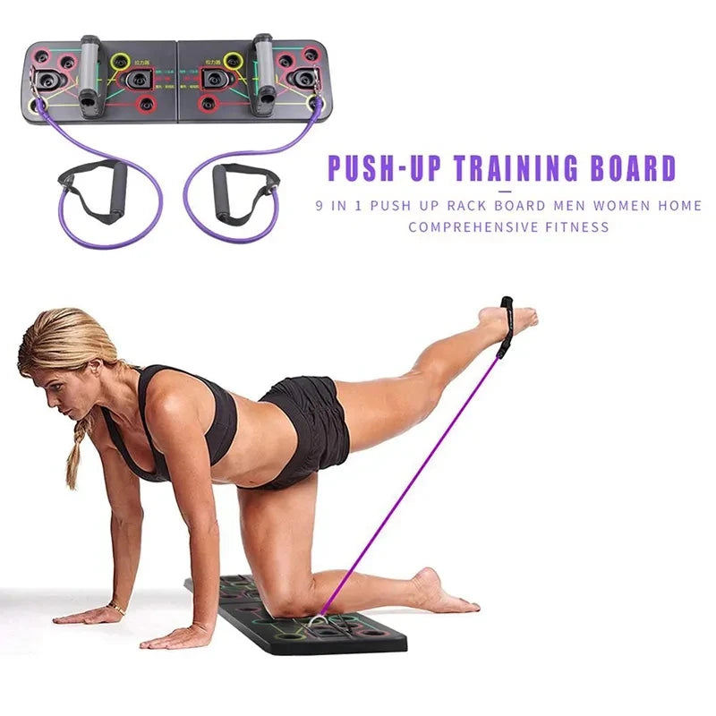 Push Up Stands Rack Board With Latex Resistance Bands